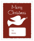 Big Rectangle Red Dove Christmas To From Hang Tag